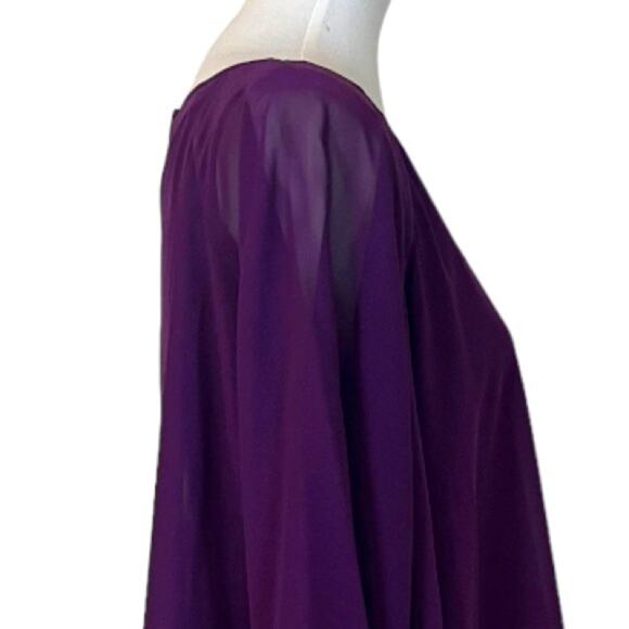 Adrianna Papell NEW Poncho Banded Dress Cocktail Tiered Chiffon Women’s Size 8 - Picture 10 of 14